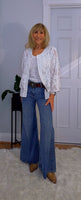 Lois White or Ecru Embroidered  Cotton Boho Blouse