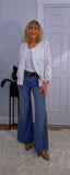 Lois White or Ecru Embroidered  Cotton Boho Blouse