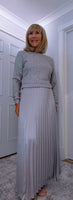 Phoenix Pleated Maxi Sweater Dress – Olive, Gold or Silver Grey