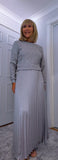 Phoenix Pleated Maxi Sweater Dress – Olive, Gold or Silver Grey