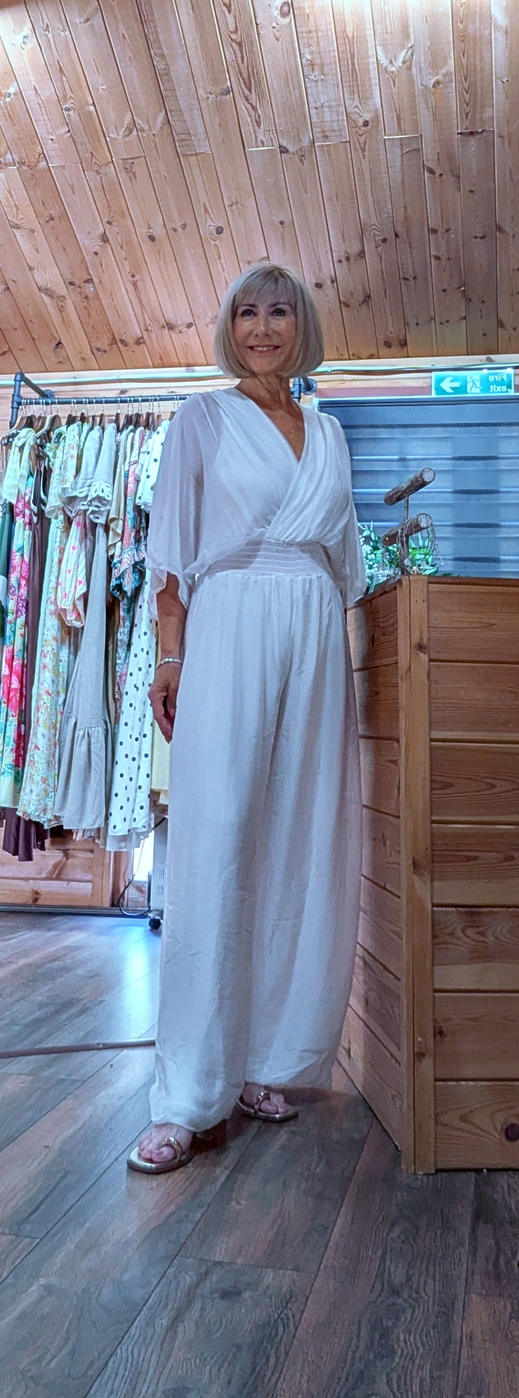Josie Silk Blend Jumpsuit White Occasion Outfit