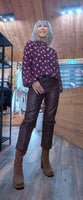 Nell Polka Dot Blouse – Bordeaux with White Polka Dots