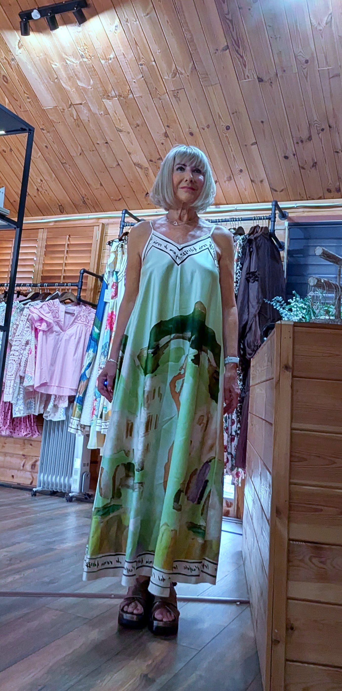 Nola Artistic Print Maxi Dress in Khaki