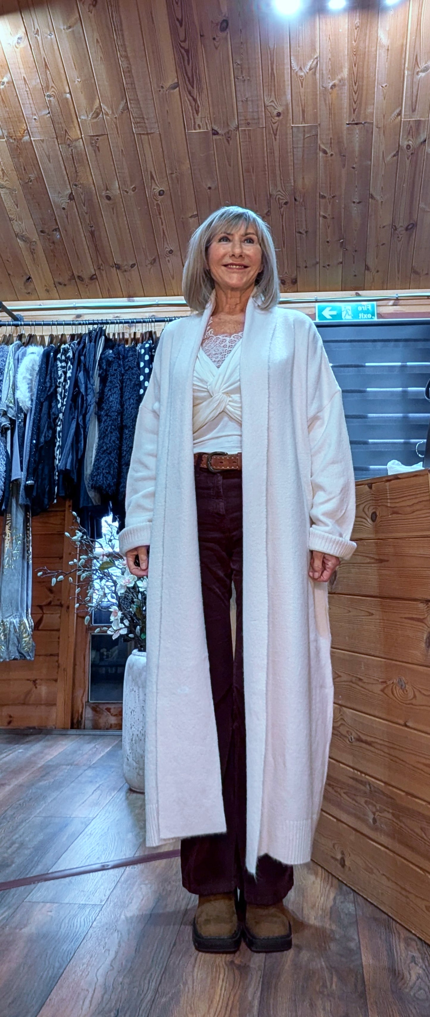 Lara Chunky Oversized Long Cardigan- Ivory