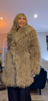 Norma Mongolian Faux Fur Coat - Taupe Statement Style