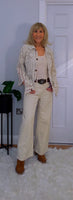 Magna Crochet Knit – Collared Summer Cardigan in Beige