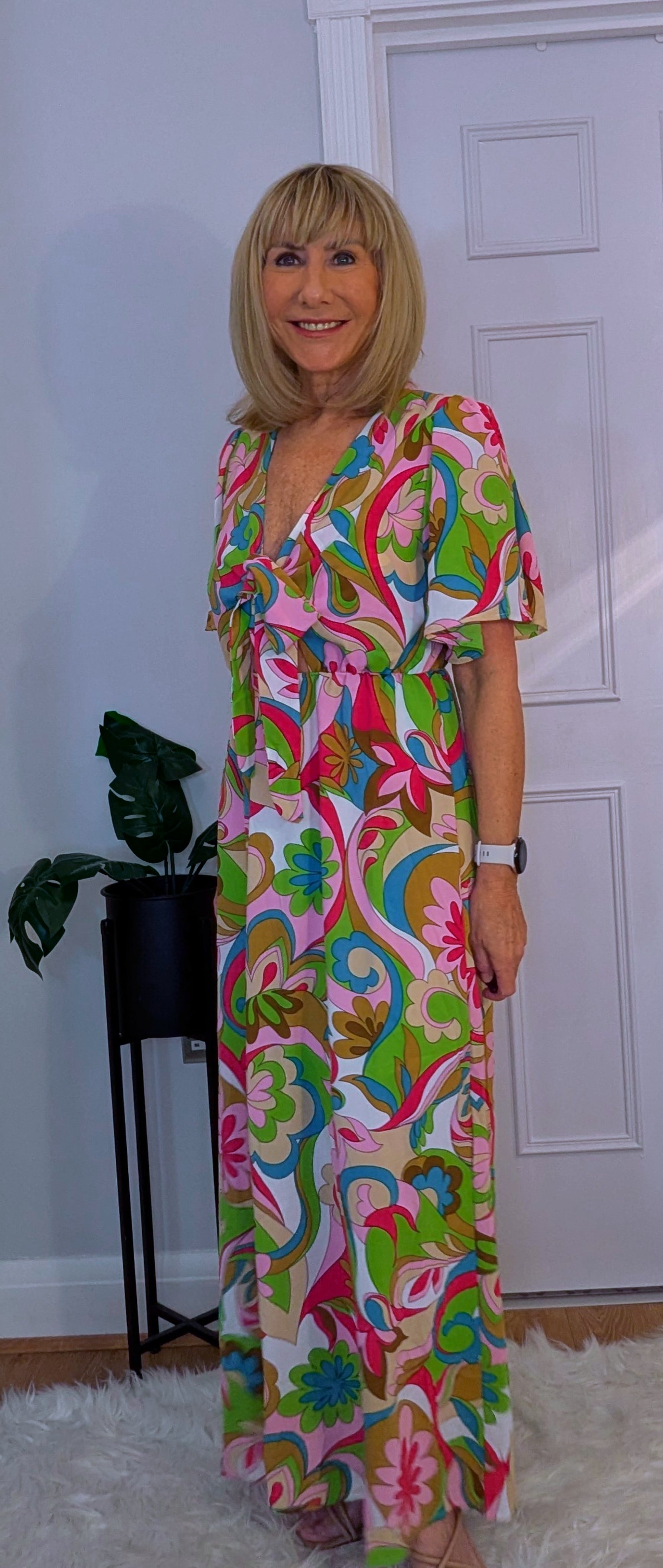 Flora Dress Maxi Silky Summer Dress in Pink or green