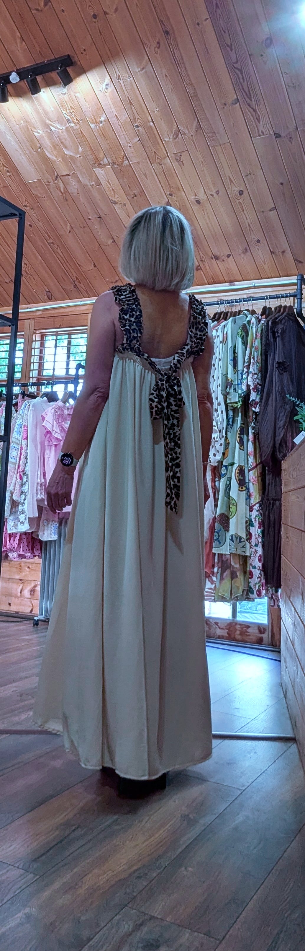 Roo polyester elastane maxi dress for summer holidays rear view