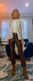 Kay Sleeveless Cardigan – Black, Beige & Maroon Animal Print