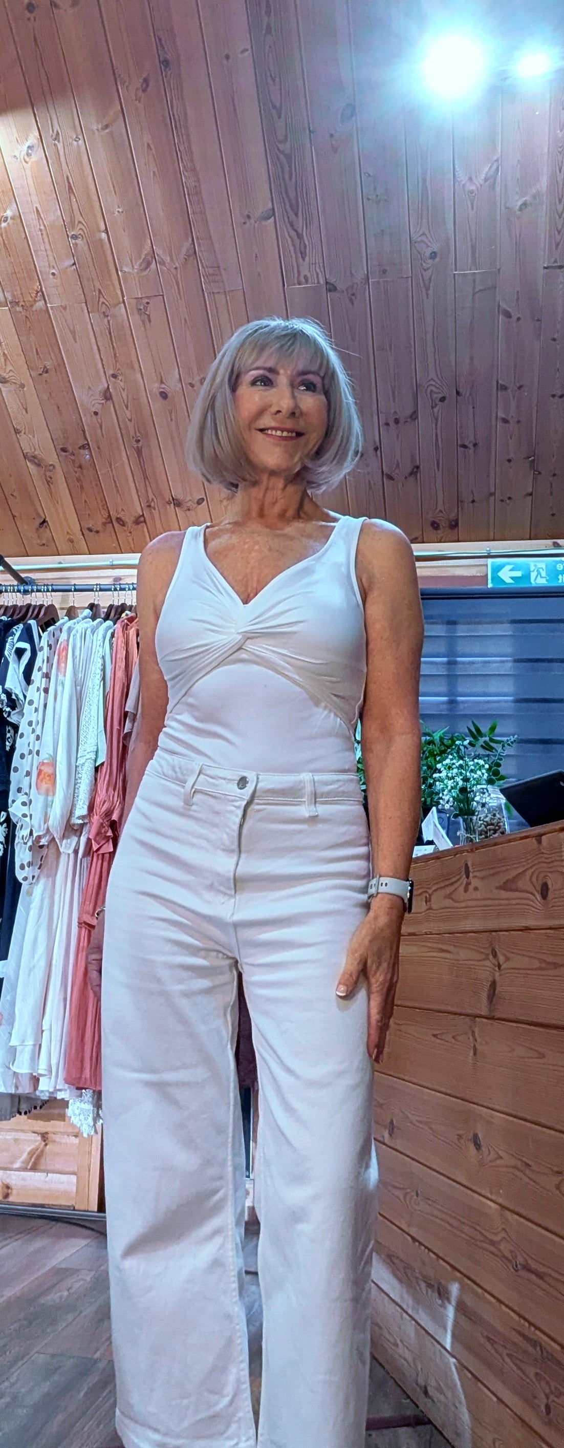White summer bodysuit with twisted bust