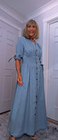 Binty Denim Shirt Midi Dress