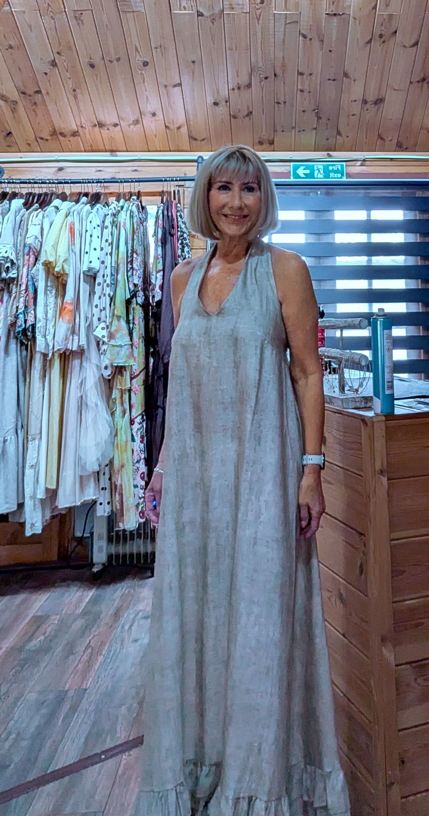 Odette open back maxi dress with rear neck tie