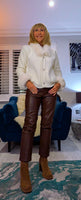 Arabella Faux Fur Jacket – Ivory or Black with Diamante Buttons & Detachable Collar