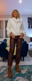 Arabella Faux Fur Jacket – Ivory or Black with Diamante Buttons & Detachable Collar