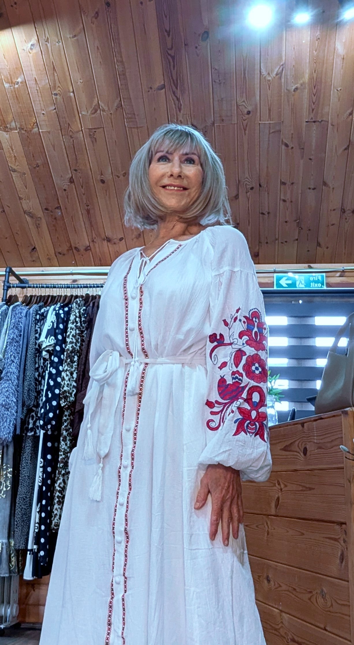 Harlow White Embroidery Cotton Shirt Dress with Tassel Belt
