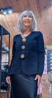 Gayle Jewel Button Cardigan –  Black