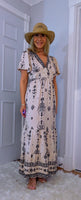 Nettie Boho Maxi Dress – Ecru, Flutter Sleeves, Elasticated Waist