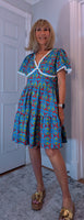 Codie Cotton Knee-Length Dress – Turquoise & Terracotta Boho Print