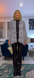 Dolly Grey Chunky Knit Cardigan – 3D Flower Border & Pagoda  Sleeves