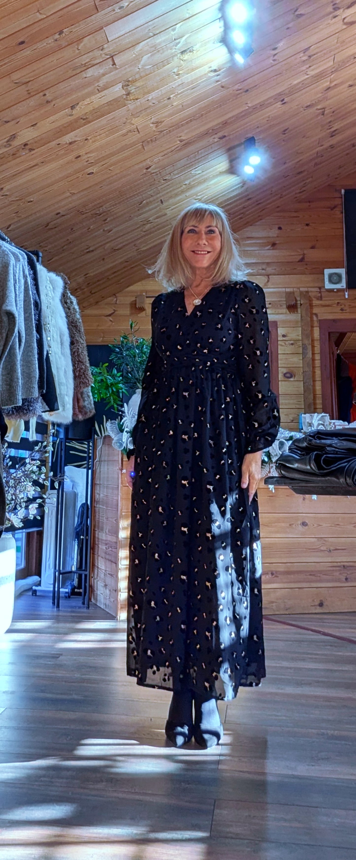 Lillie Black and Gold Sequin Velvet Dress – Leopard Print, Fully Lined
