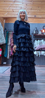 Imogen Black Tulle Dress – Knit Top & Layered Skirt