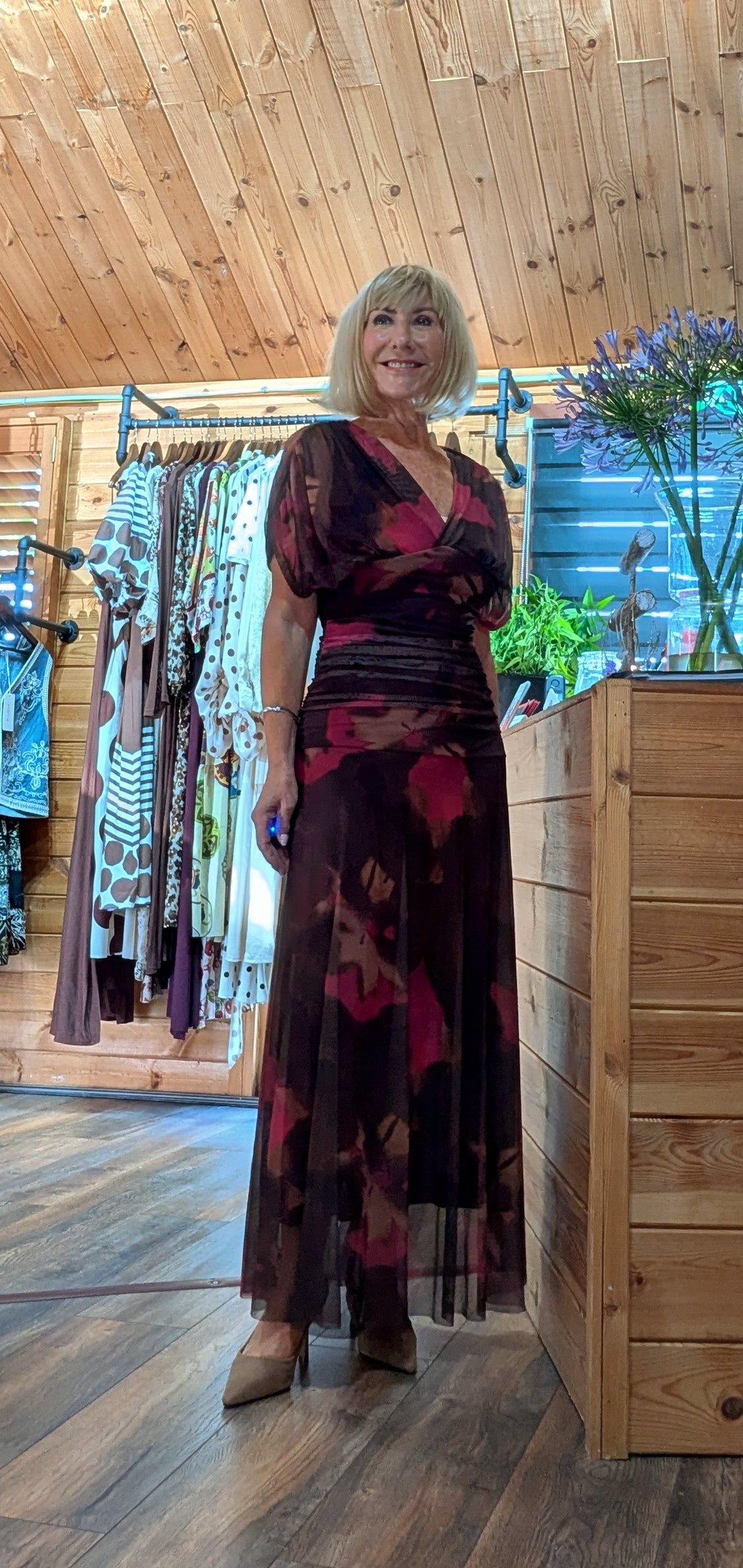 Emilie Floral Drape Maxi Dress –  Occasion Dress