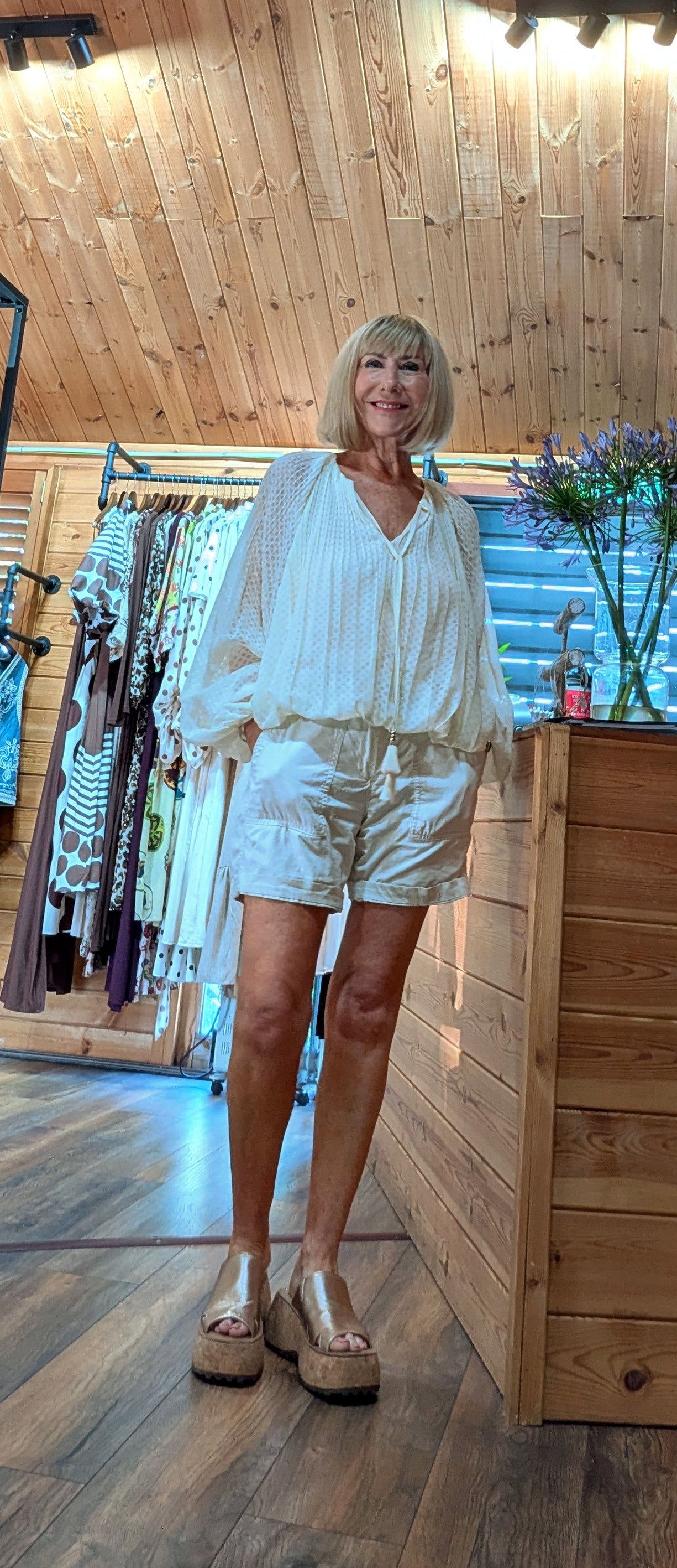 Jasmine relaxed-fit holiday blouse with a flattering easy-to-wear shape.