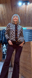 Irene Bold Leopard Print Soft Cardigan – Round Neck -Button Front