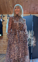 Leonie Leopard Print Sheer Dress – Lined with Sequins & Tie Belt