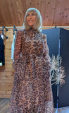 Leonie Leopard Print Sheer Dress – Lined with Sequins & Tie Belt