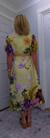 Aoife Midi Dress – Lemon Shirt Dress with Elephant & Bold Floral Print