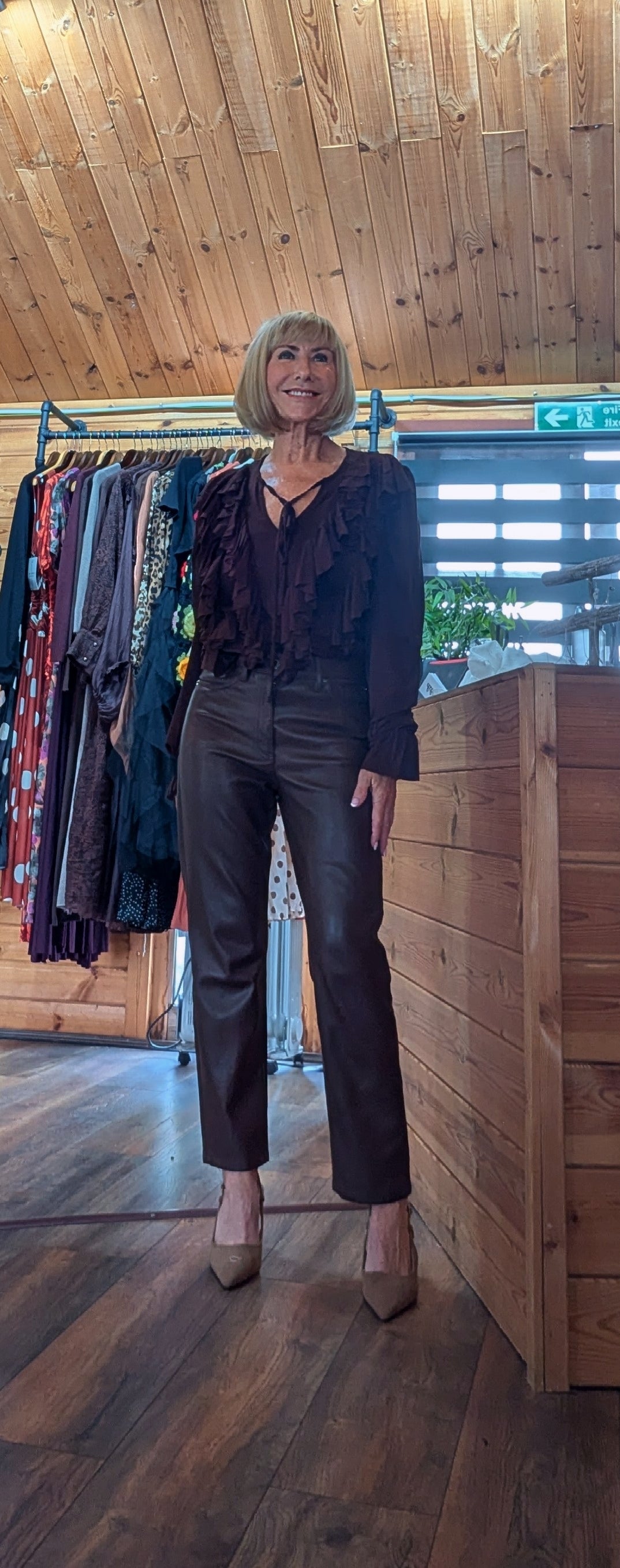 Parker Ruffle Blouse in Chocolate or Cream