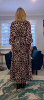 Gaynor Leopard Print Pleated Maxi Dress – Chiffon Feel with V-Neck