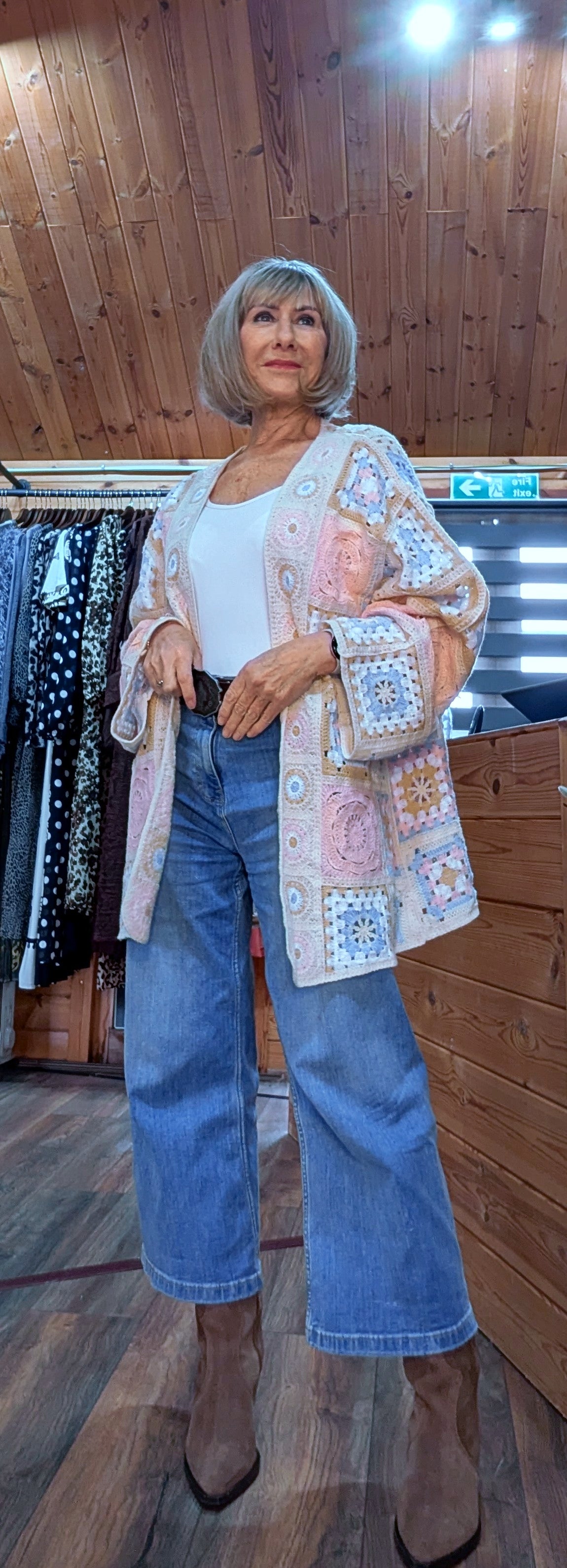 Gigi Crochet Cardigan – Over-sized - Pink, Blue and  Beige