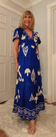 Nettie Boho Maxi Dress – Green or Blue, Flutter Sleeves, Elasticated Waist