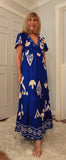 Nettie Boho Maxi Dress – Green or Blue, Flutter Sleeves, Elasticated Waist