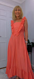 Coral Sundress – Frill Tiered Summer Dress - Coral-Salmon Pink