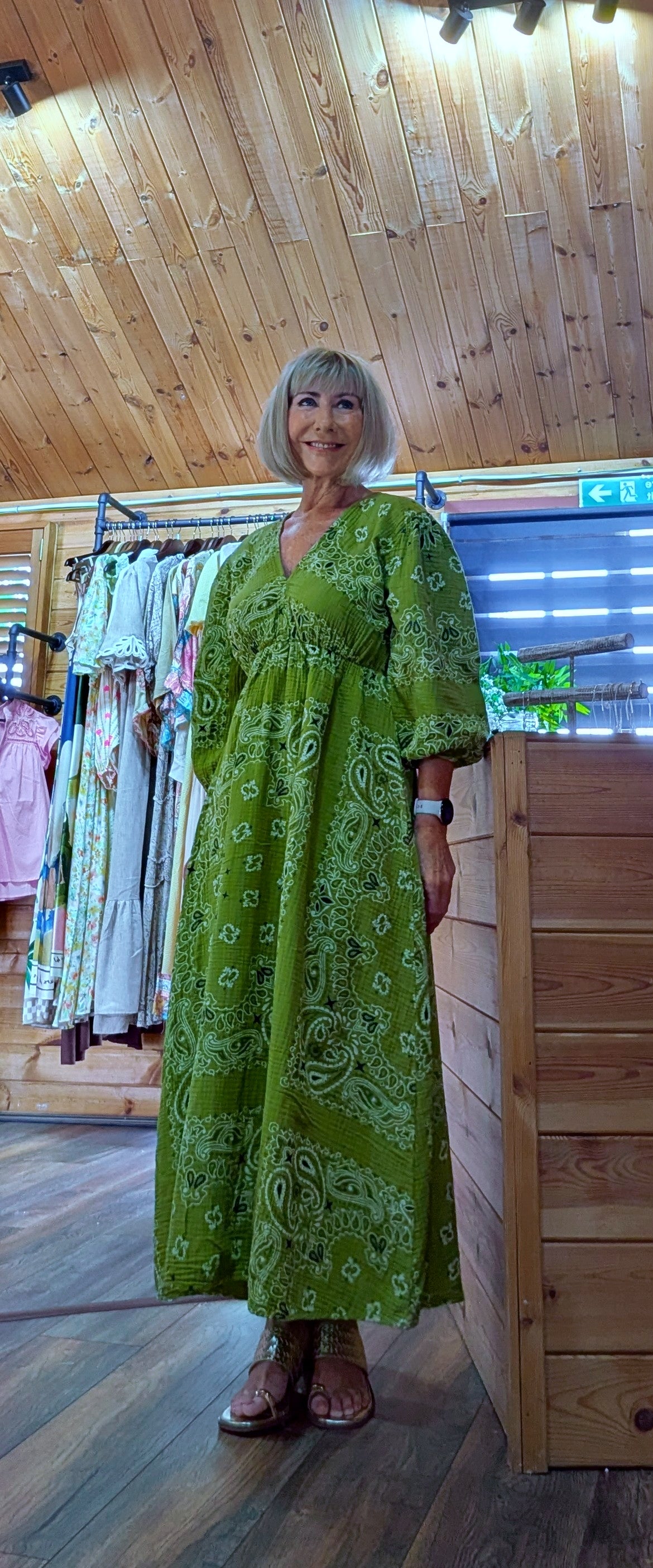 Lime green cotton maxi sun dress