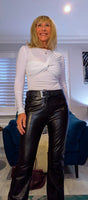 Wisty White Silky Ruched Bust Top – Long Sleeved