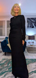 Martha Black Slinky Dress – Sparkle Side Split Evening Dress