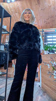 Gwendolyn Faux Fur Jacket – Slightly Cropped - Black
