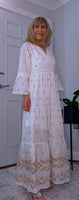Jasmine Boho Embroidered Dress – White Viscose Summer Style