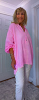 Hilary Cotton Blouse – Vivid Pink Oversized