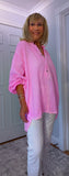 Hilary Cotton Blouse – Vivid Pink Oversized