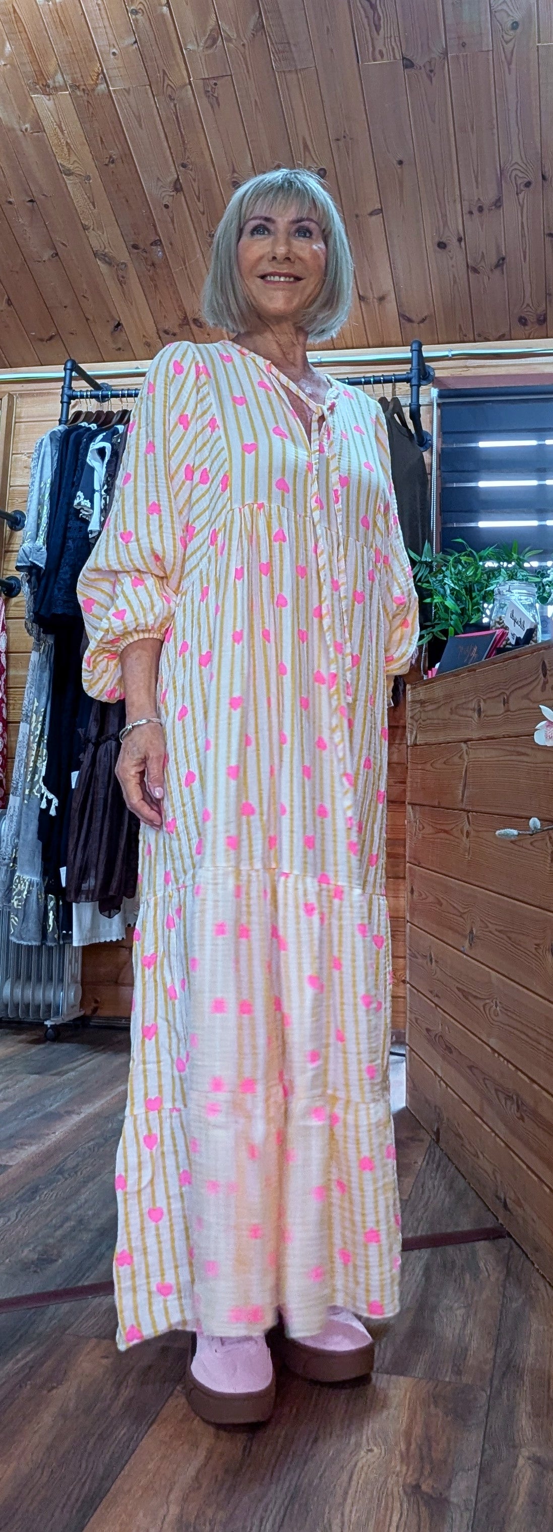 Cassie Cotton Boho Maxi  Smocked Dress in lemon