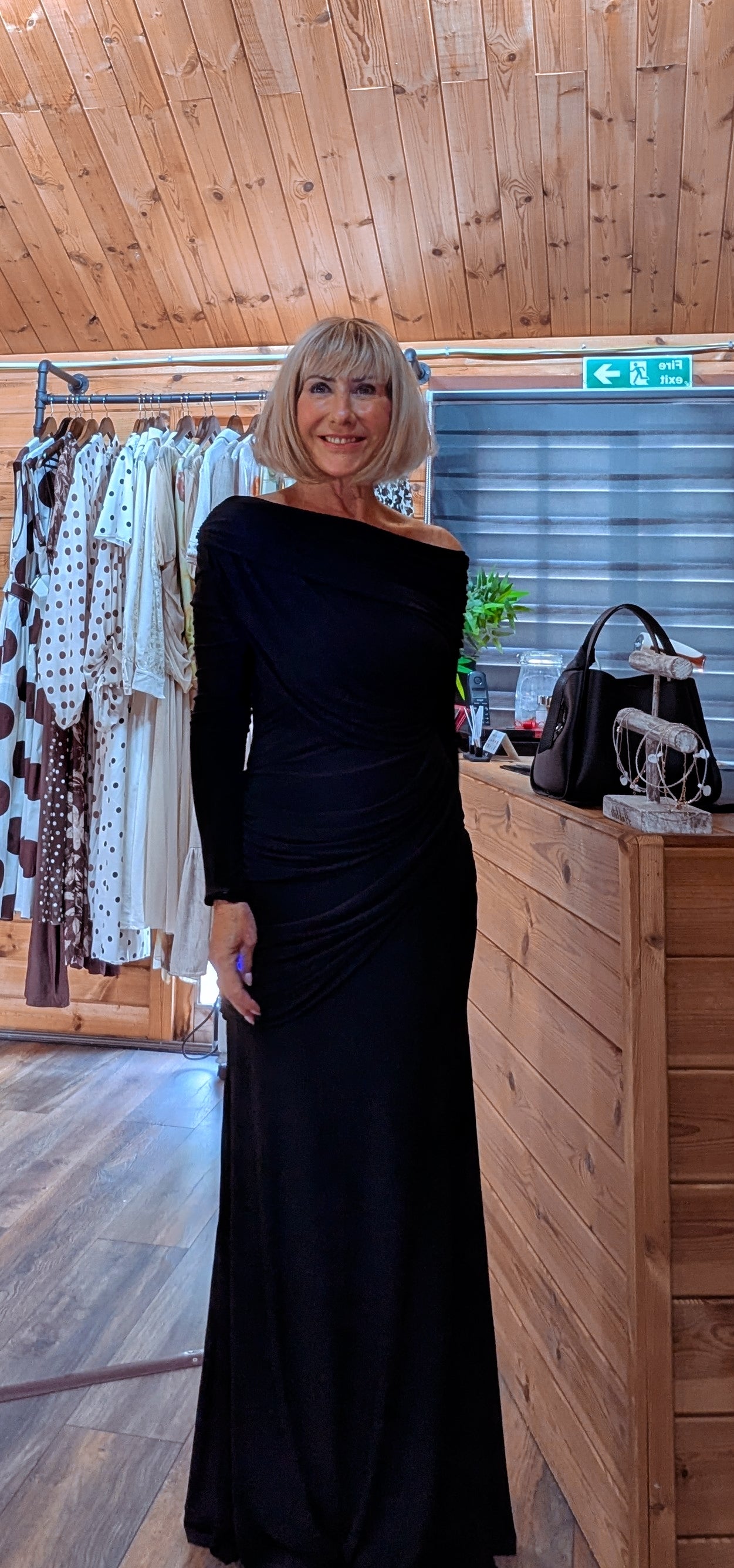 Goddiva Tilda Black Off-Shoulder Maxi Dress