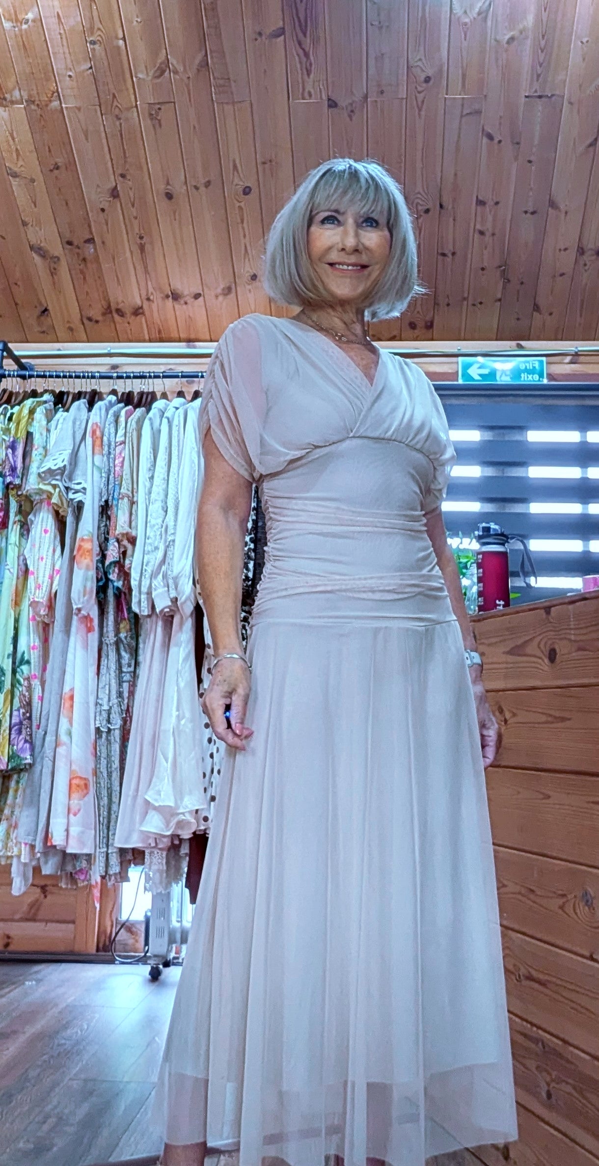 Elegant summer occasion dress with soft sleeves styled by ditsydi