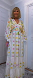 Julia White Bohemian Dress with Floral Embroidery