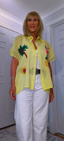 Alma Tropical Print Embroidered Cotton Shirt – One Size (UK 8–16)