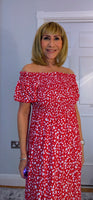 Lottie Dress – Ditsy Floral Shirred Maxi Dress | Off Shoulder Summer Dress | UK Sizes M–XXL
